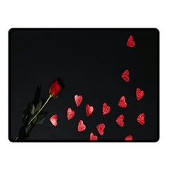 Valentine Day Heart Flower One Side Fleece Blanket (small)