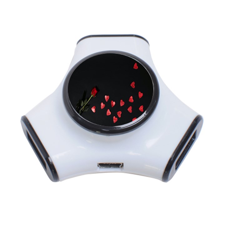 Valentine Day Heart Flower 3-Port USB Hub