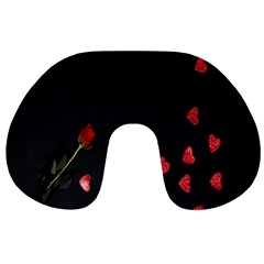 Valentine Day Heart Flower Travel Neck Pillow by artworkshop