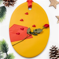 Valentine Day Heart Flower Gift Ornament (oval) by artworkshop