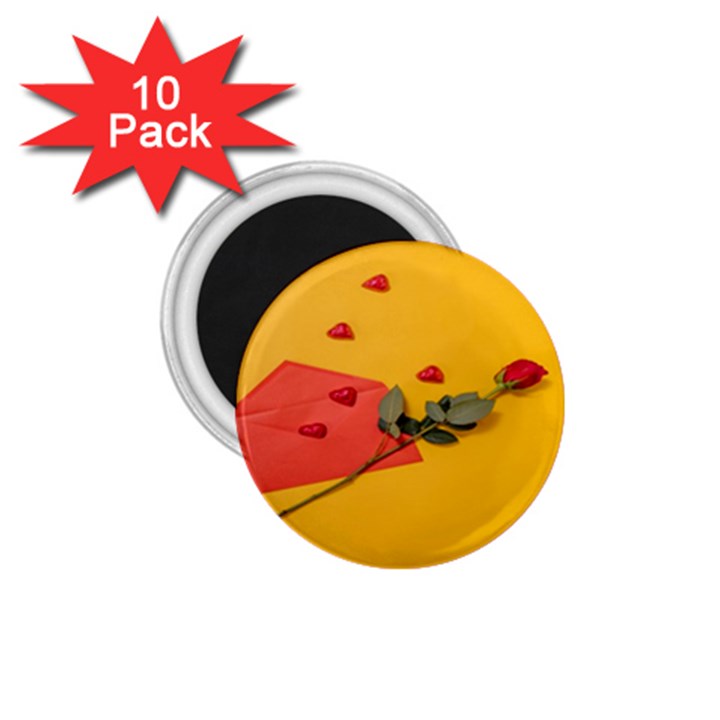 Valentine Day Heart Flower Gift 1.75  Magnets (10 pack) 