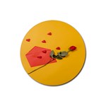 Valentine Day Heart Flower Gift Rubber Round Coaster (4 pack) Front