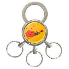 Valentine Day Heart Flower Gift 3-ring Key Chain