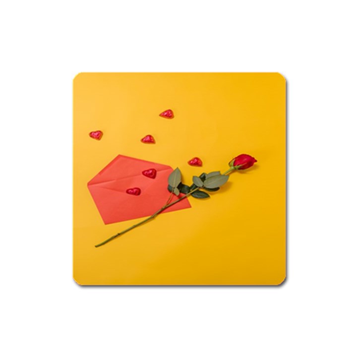 Valentine Day Heart Flower Gift Square Magnet