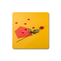 Valentine Day Heart Flower Gift Square Magnet by artworkshop