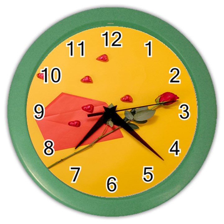 Valentine Day Heart Flower Gift Color Wall Clock