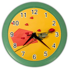 Valentine Day Heart Flower Gift Color Wall Clock by artworkshop