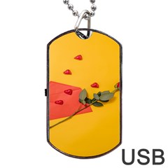 Valentine Day Heart Flower Gift Dog Tag Usb Flash (one Side) by artworkshop