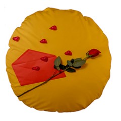 Valentine Day Heart Flower Gift Large 18  Premium Round Cushions by artworkshop