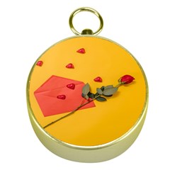 Valentine Day Heart Flower Gift Gold Compasses by artworkshop