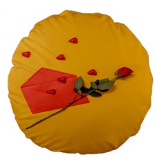 Valentine Day Heart Flower Gift Large 18  Premium Flano Round Cushions