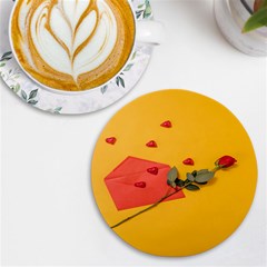 Valentine Day Heart Flower Gift Uv Print Round Tile Coaster