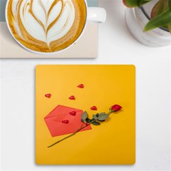 Valentine Day Heart Flower Gift Uv Print Square Tile Coaster  by artworkshop