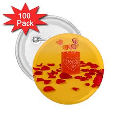 Valentine Day Heart Love Potion 2 25  Buttons (100 Pack)  by artworkshop