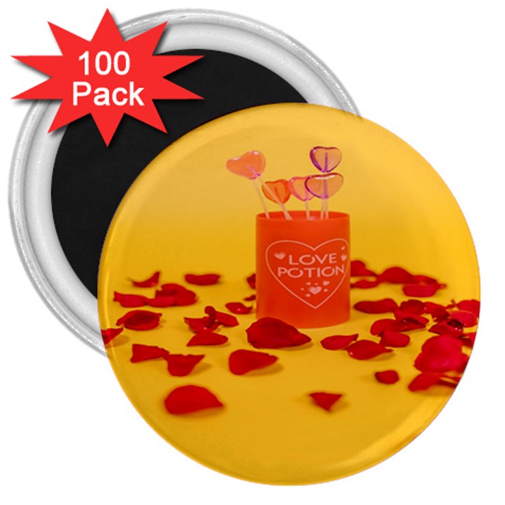 Valentine Day Heart Love Potion 3  Magnets (100 pack)