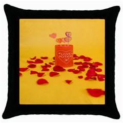 Valentine Day Heart Love Potion Throw Pillow Case (black) by artworkshop