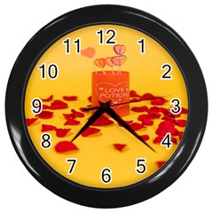 Valentine Day Heart Love Potion Wall Clock (black) by artworkshop