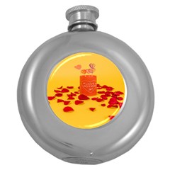 Valentine Day Heart Love Potion Round Hip Flask (5 Oz) by artworkshop