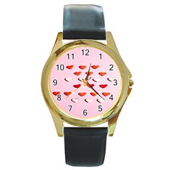 Lolly Candy  Valentine Day Round Gold Metal Watch by artworkshop