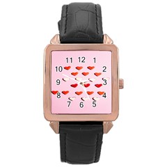 Lolly Candy  Valentine Day Rose Gold Leather Watch  by artworkshop