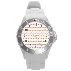 Pattern Waves Round Plastic Sport Watch (L)