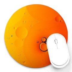 Wallpaper Liquid Bubbles Macro Orange Bright Round Mousepad by artworkshop