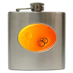 Wallpaper Liquid Bubbles Macro Orange Bright Hip Flask (6 Oz) by artworkshop