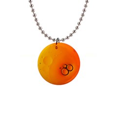 Wallpaper Liquid Bubbles Macro Orange Bright 1  Button Necklace by artworkshop