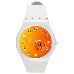 Wallpaper Liquid Bubbles Macro Orange Bright Round Plastic Sport Watch (m) by artworkshop