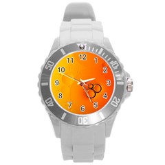 Wallpaper Liquid Bubbles Macro Orange Bright Round Plastic Sport Watch (l) by artworkshop