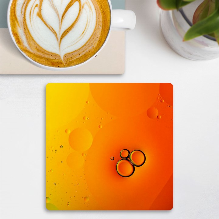 Wallpaper Liquid Bubbles Macro Orange Bright UV Print Square Tile Coaster 