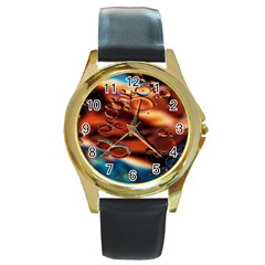 Copper Glow Round Gold Metal Watch