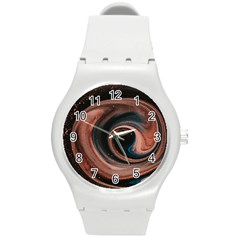 Abstrak Pattern Wallpaper Round Plastic Sport Watch (M)