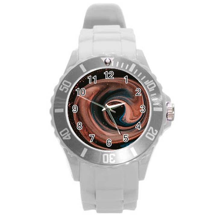 Abstrak Pattern Wallpaper Round Plastic Sport Watch (L)