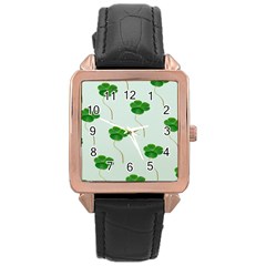 Decorative Plants Rose Gold Leather Watch  by artworkshop