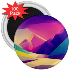 Abstract Geometric Landscape Art 3  Magnets (100 Pack) by danenraven