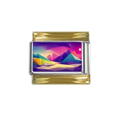 Abstract Geometric Landscape Art Gold Trim Italian Charm (9mm) by danenraven