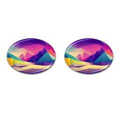 Abstract Geometric Landscape Art Cufflinks (oval)