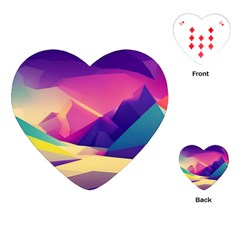 Abstract Geometric Landscape Art Playing Cards Single Design (heart)