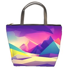 Abstract Geometric Landscape Art Bucket Bag by danenraven