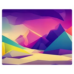 Abstract Geometric Landscape Art One Side Premium Plush Fleece Blanket (medium)