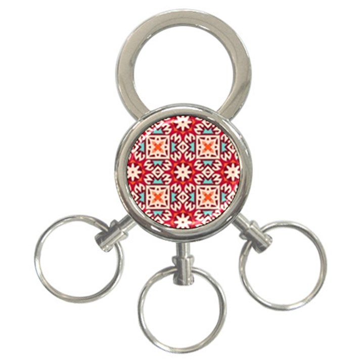 Geometric Pattern Seamless Abstract 3-Ring Key Chain