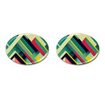 Pattern Abstract Geometric Design Cufflinks (Oval) Front(Pair)