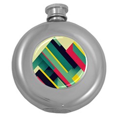 Pattern Abstract Geometric Design Round Hip Flask (5 Oz) by danenraven