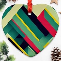 Pattern Abstract Geometric Design Heart Ornament (two Sides)