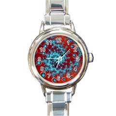 Fractal Pattern Background Round Italian Charm Watch