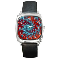 Fractal Pattern Background Square Metal Watch