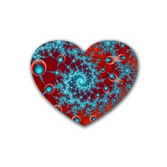 Fractal Pattern Background Rubber Coaster (Heart)