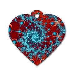 Fractal Pattern Background Dog Tag Heart (One Side)