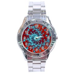 Fractal Pattern Background Stainless Steel Analogue Watch